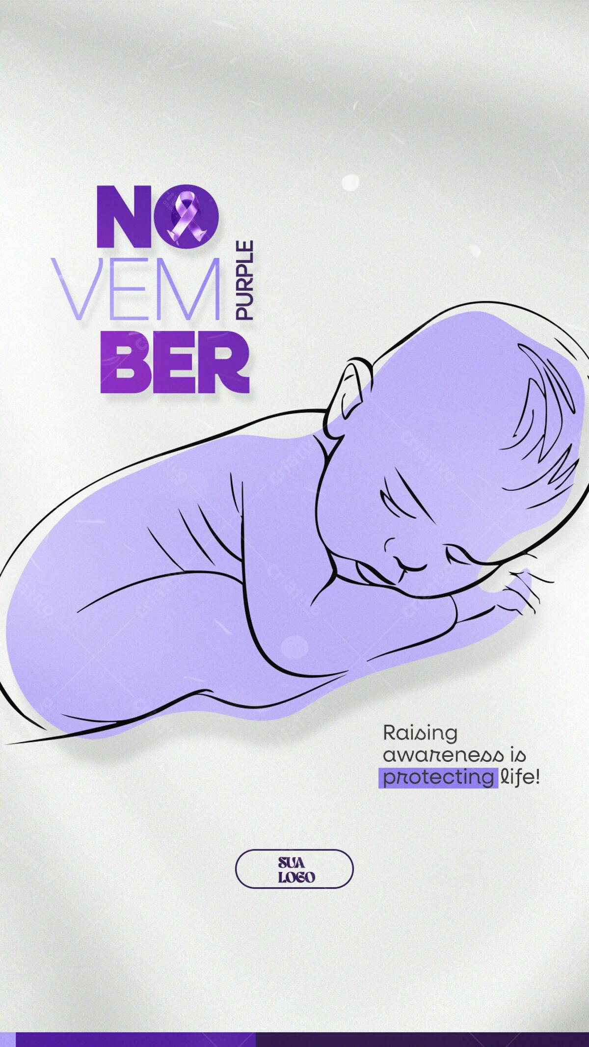 Flyer Novembro Roxo PSD Editável