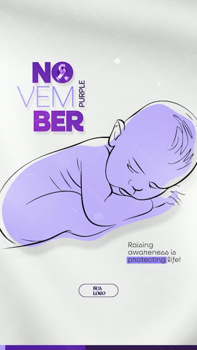 Purple November Prematurity Awareness Month Social Media Editable Psd