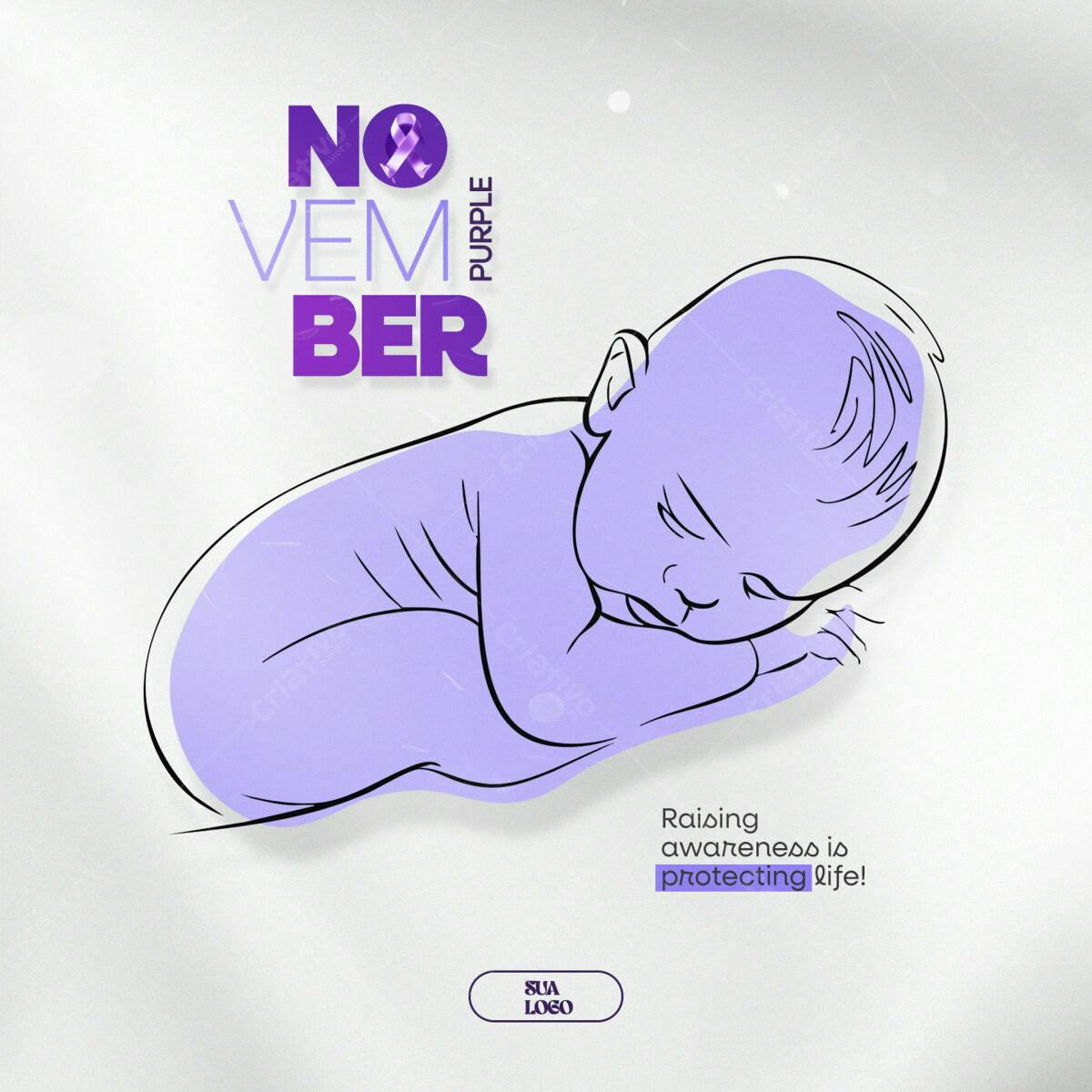 Post para Novembro Roxo PSD Editável