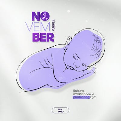 Purple November Prematurity Awareness Month Social Media Editable Psd