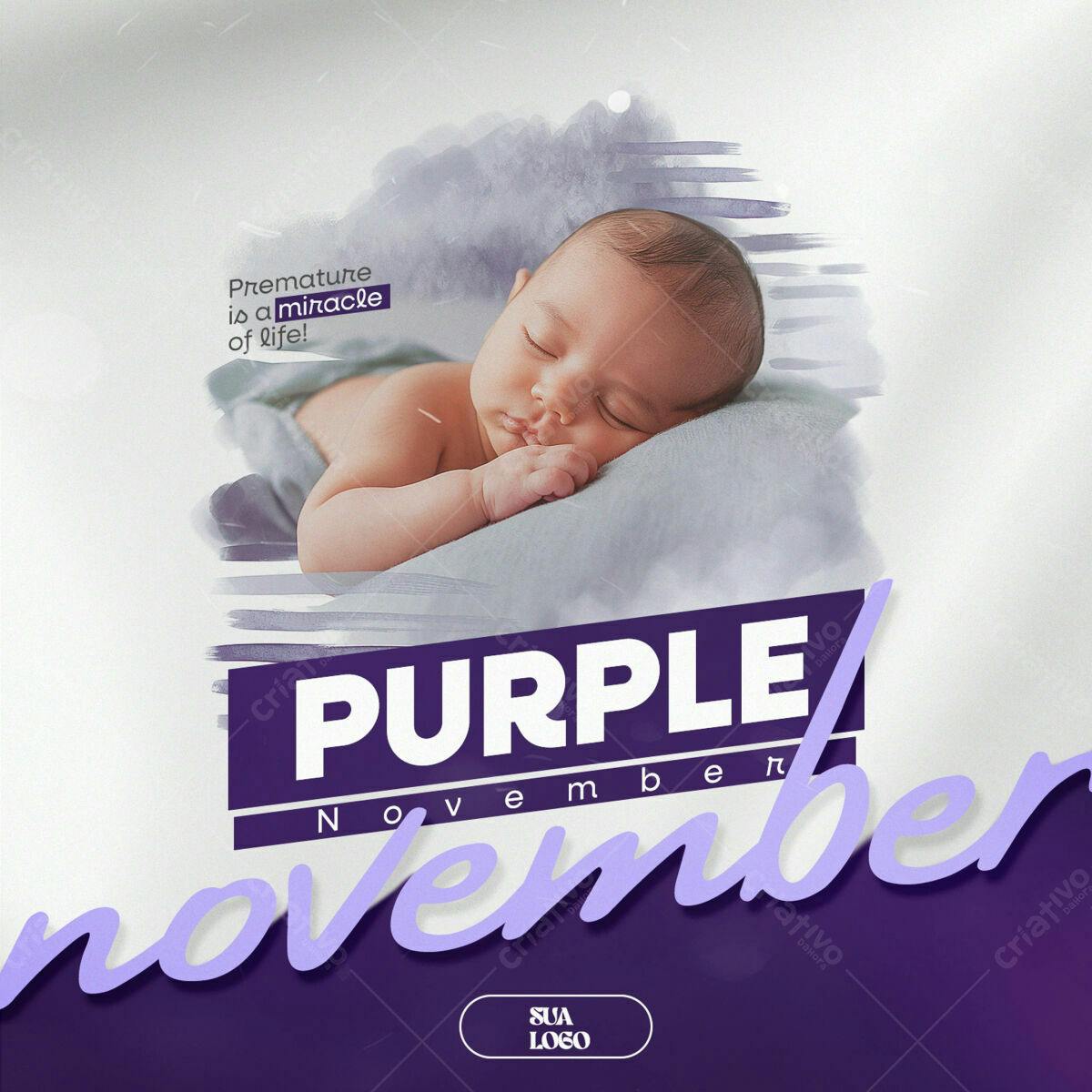 Post para o Novembro Roxo PSD Editável