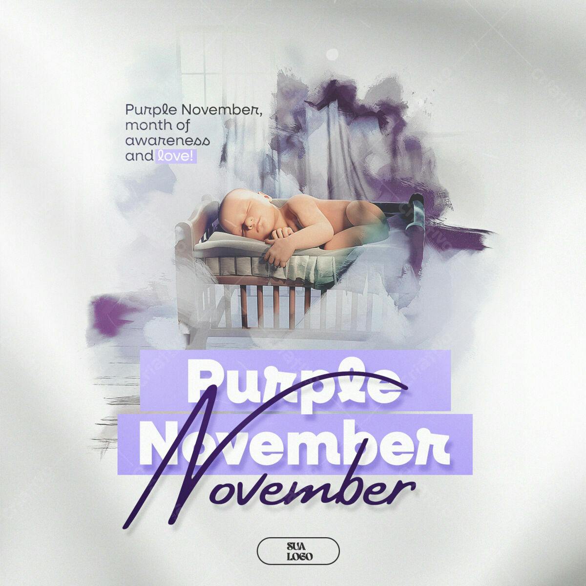Flyer Novembro Roxo PSD Editável