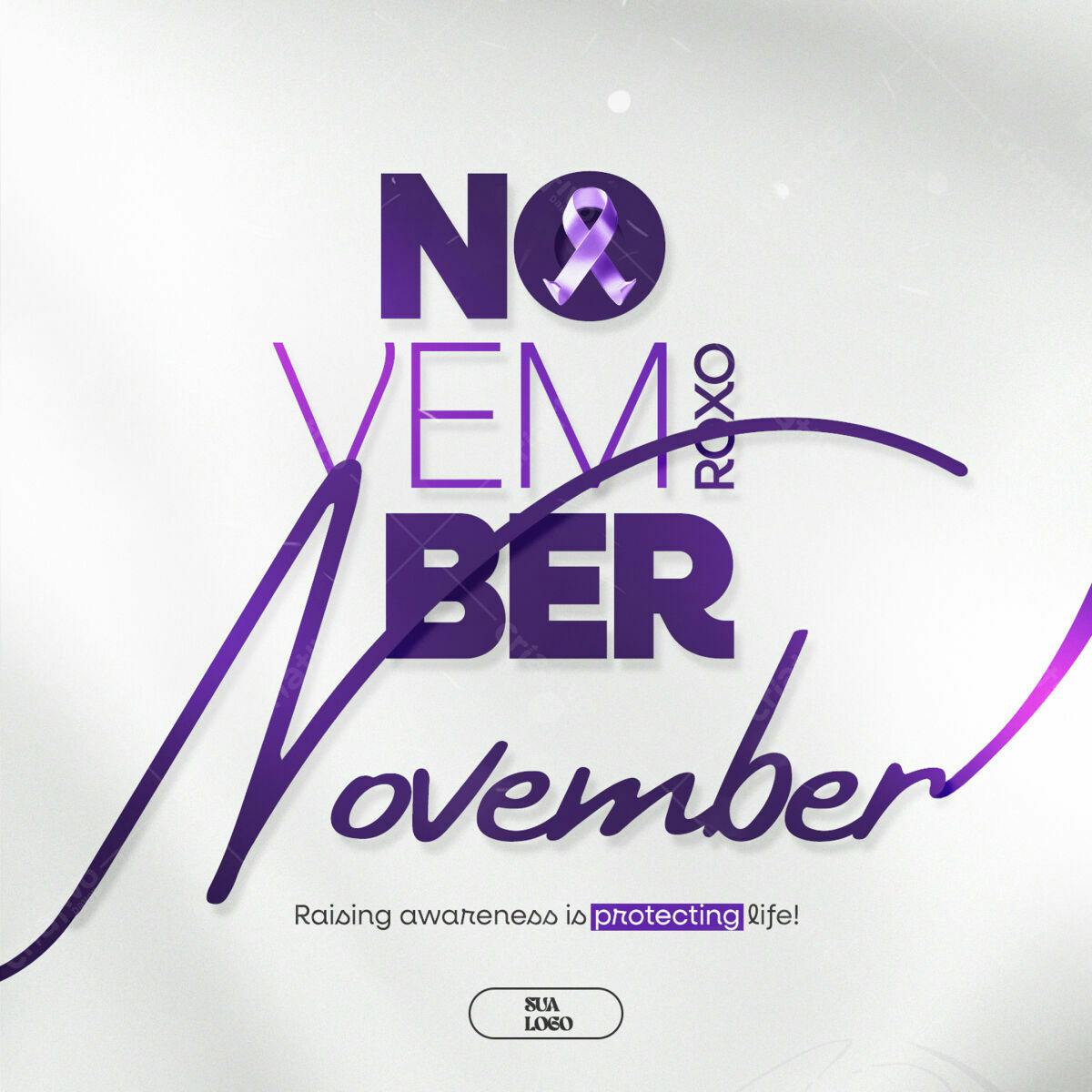 Flyer Novembro Roxo PSD Editável