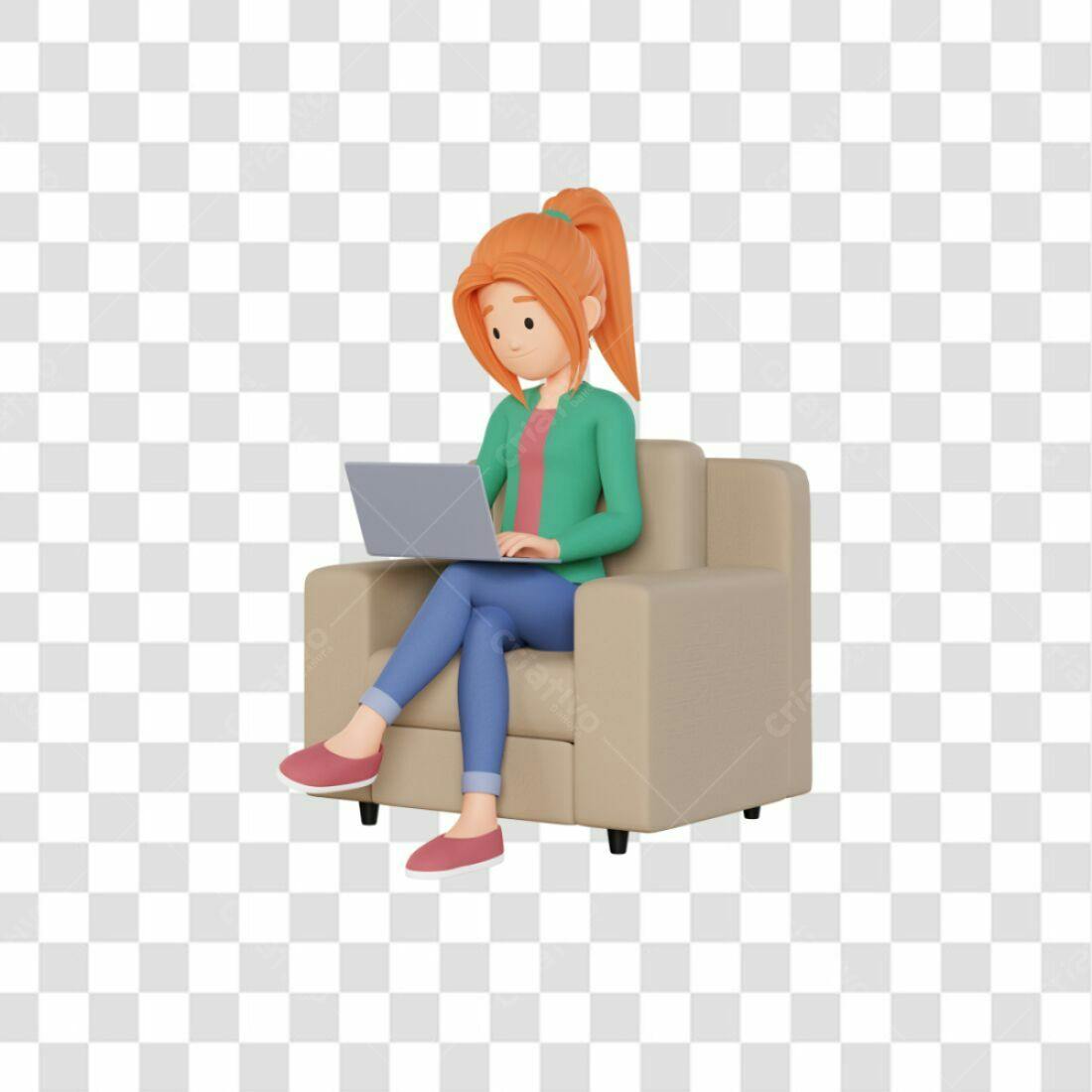 Icone Mulher Trabalhando em Notebook PNG com fundo transparente