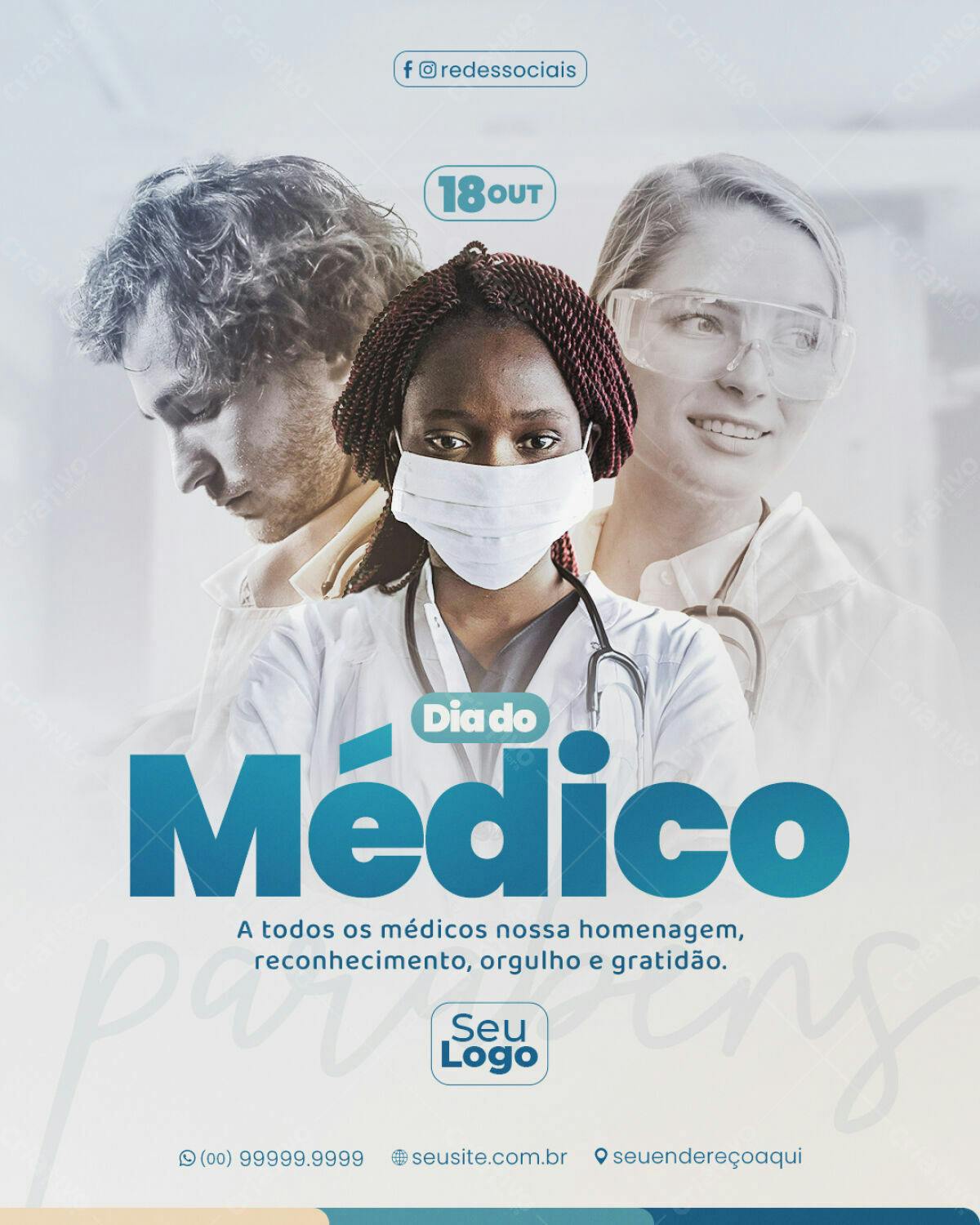 Flyer Dia do Médico PSD Editável