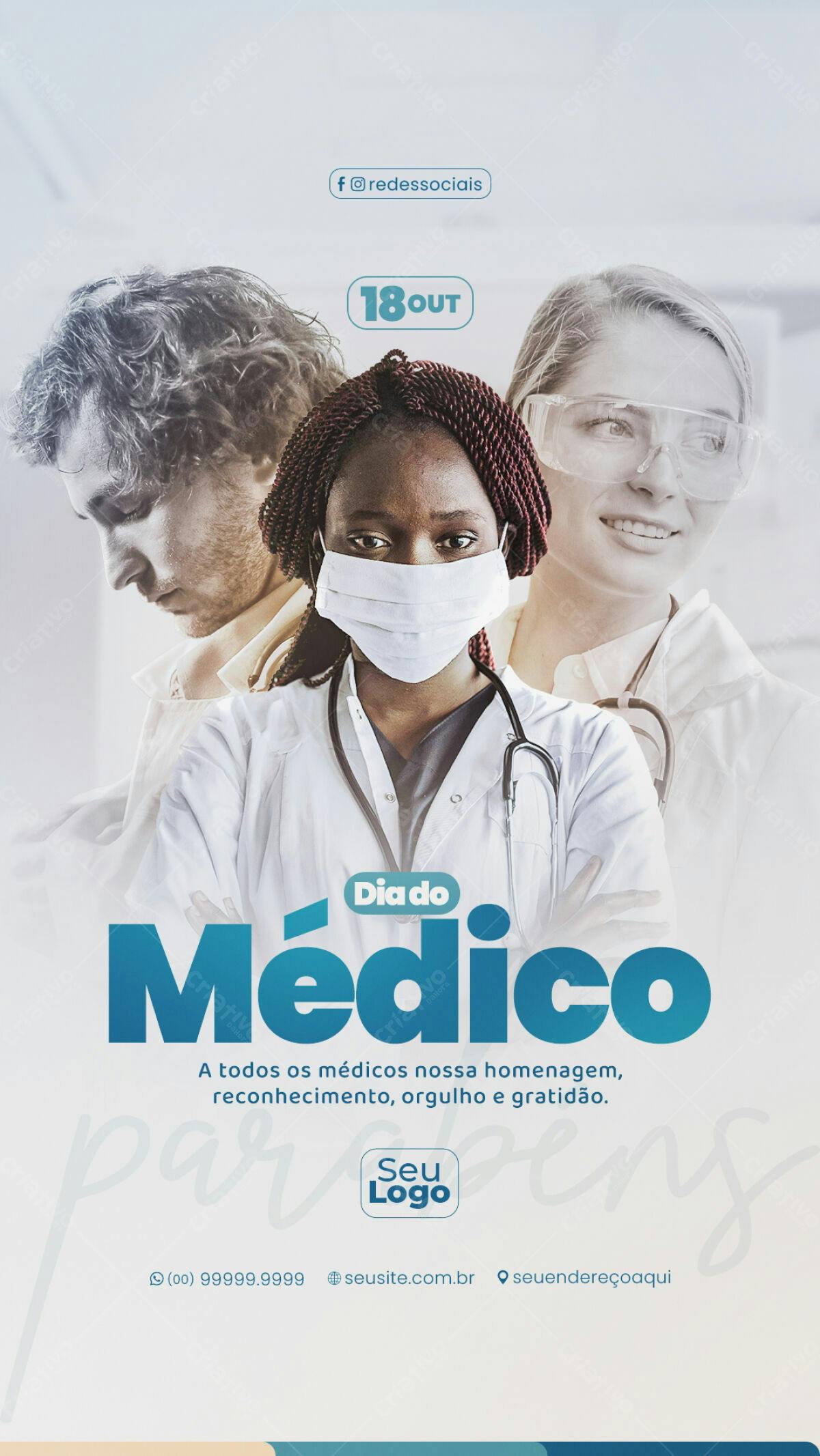 Flyer Dia do Médico PSD Editável