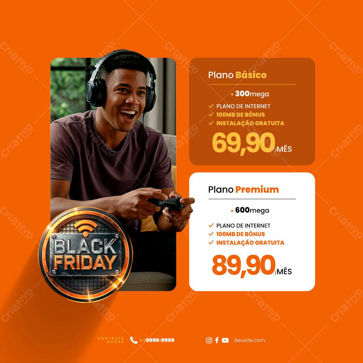 Flyer Black Friday Internet PSD Editável