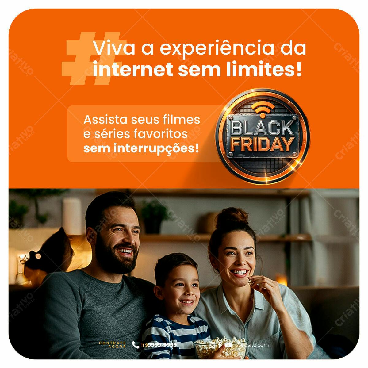 Postagem Black Friday Internet PSD Editável