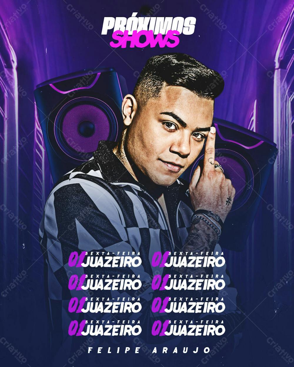 Flyer Agenda De Shows Felipe Araújo Feed Psd Editável