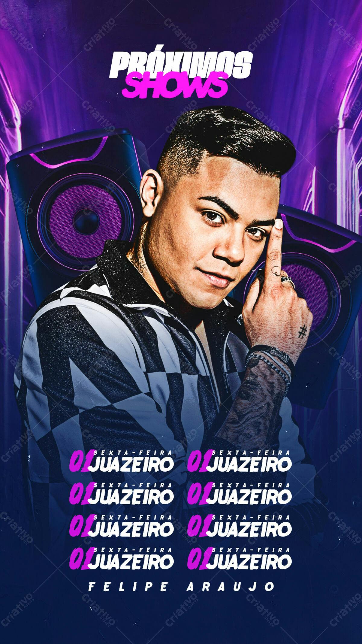 Flyer para Show de Felipe Araujo em Juazeiro PSD Editável