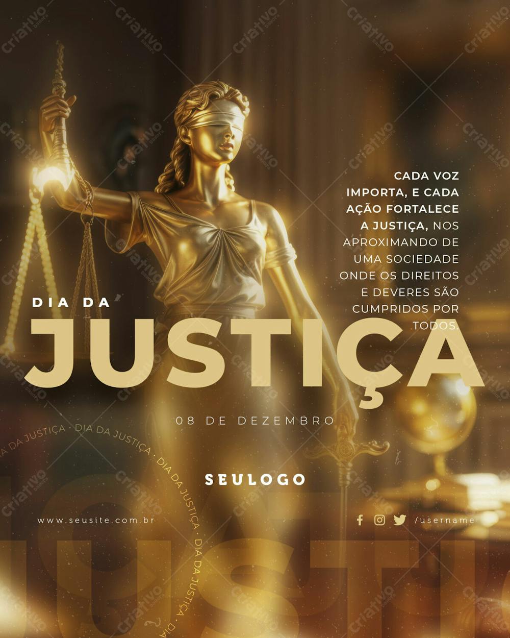 Social Media Editável Dia Da Justiça Cada Voz Importa Psd