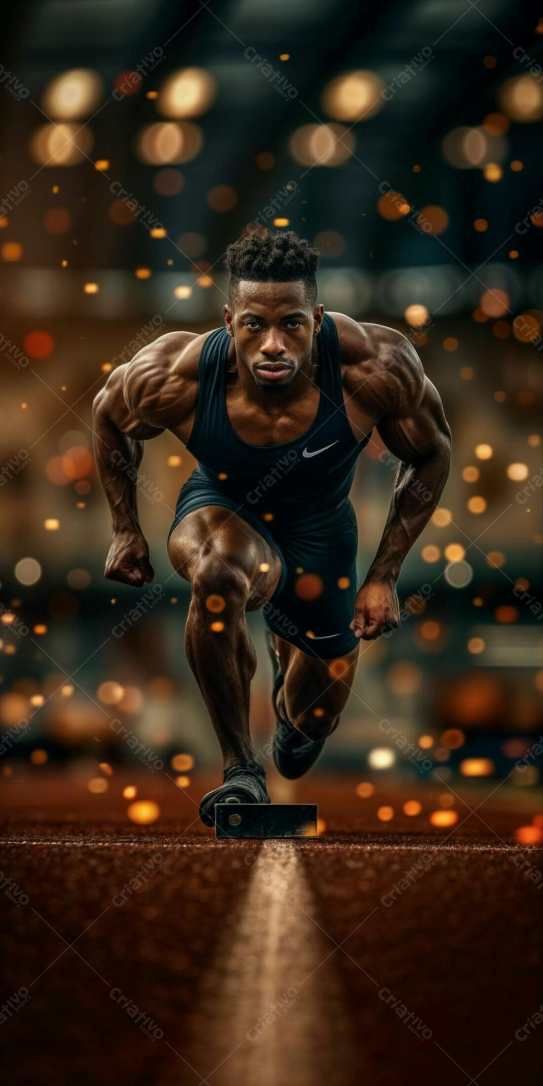 Atleta negro na largada de corrida