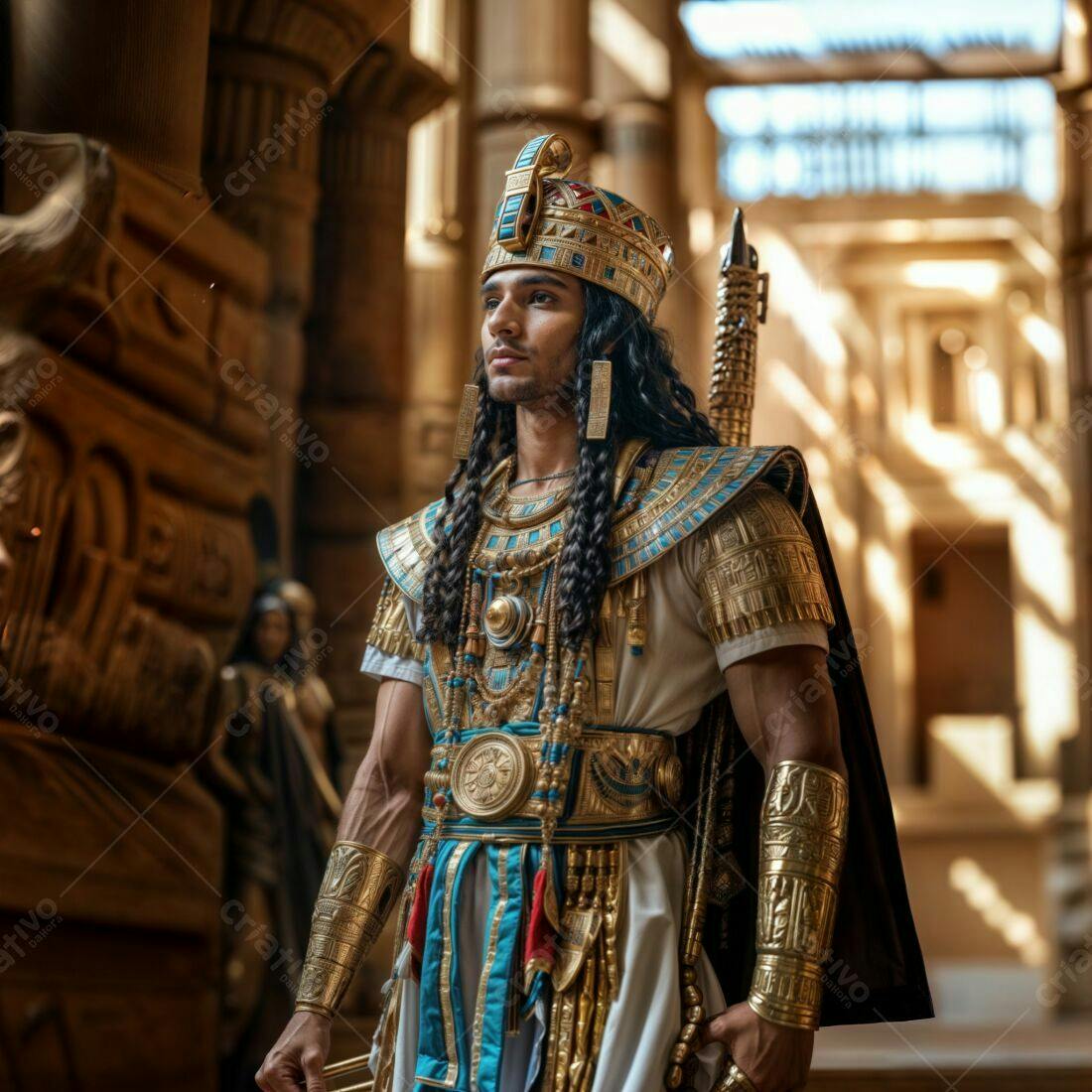 Rei egípcio em templo antigo