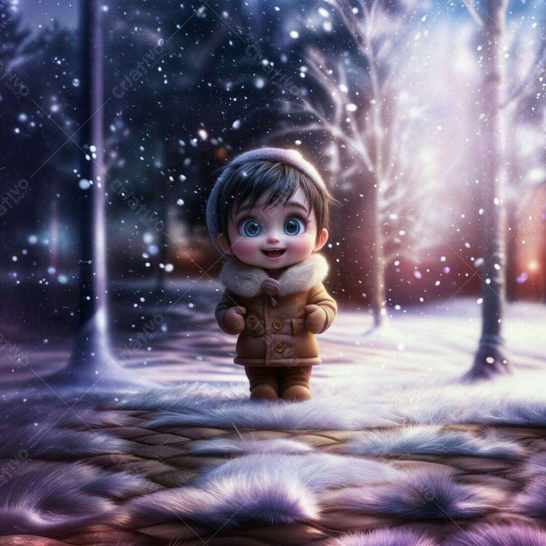 Menino feliz na neve inverno