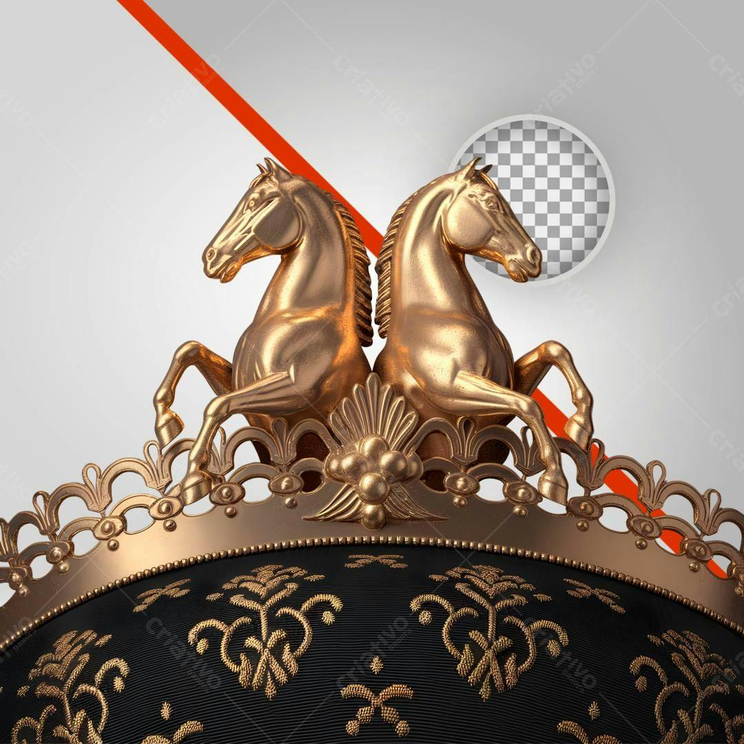 Icone Dois Cavalos Dourados PNG com fundo transparente