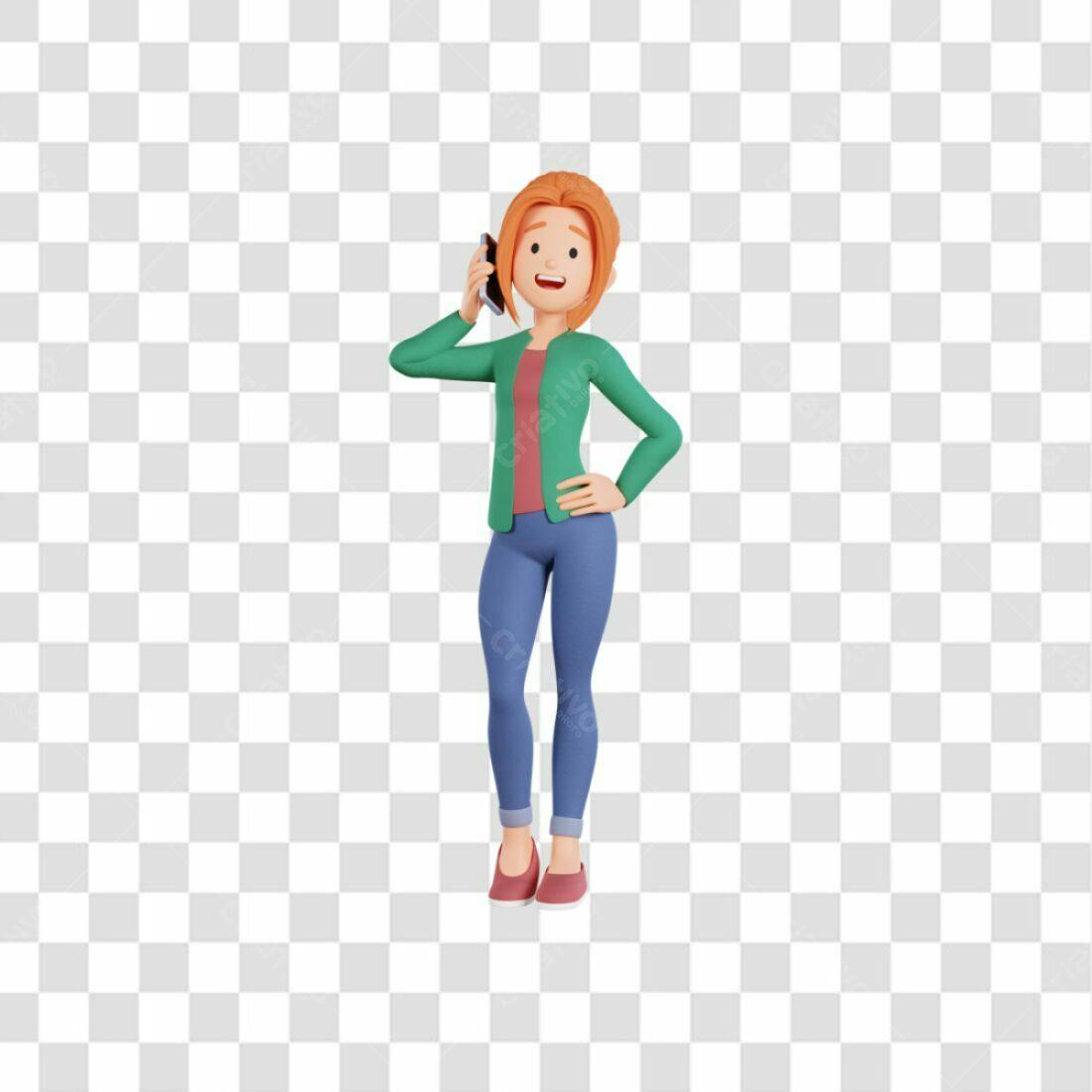 Icone mulher ao telefone PNG com fundo transparente