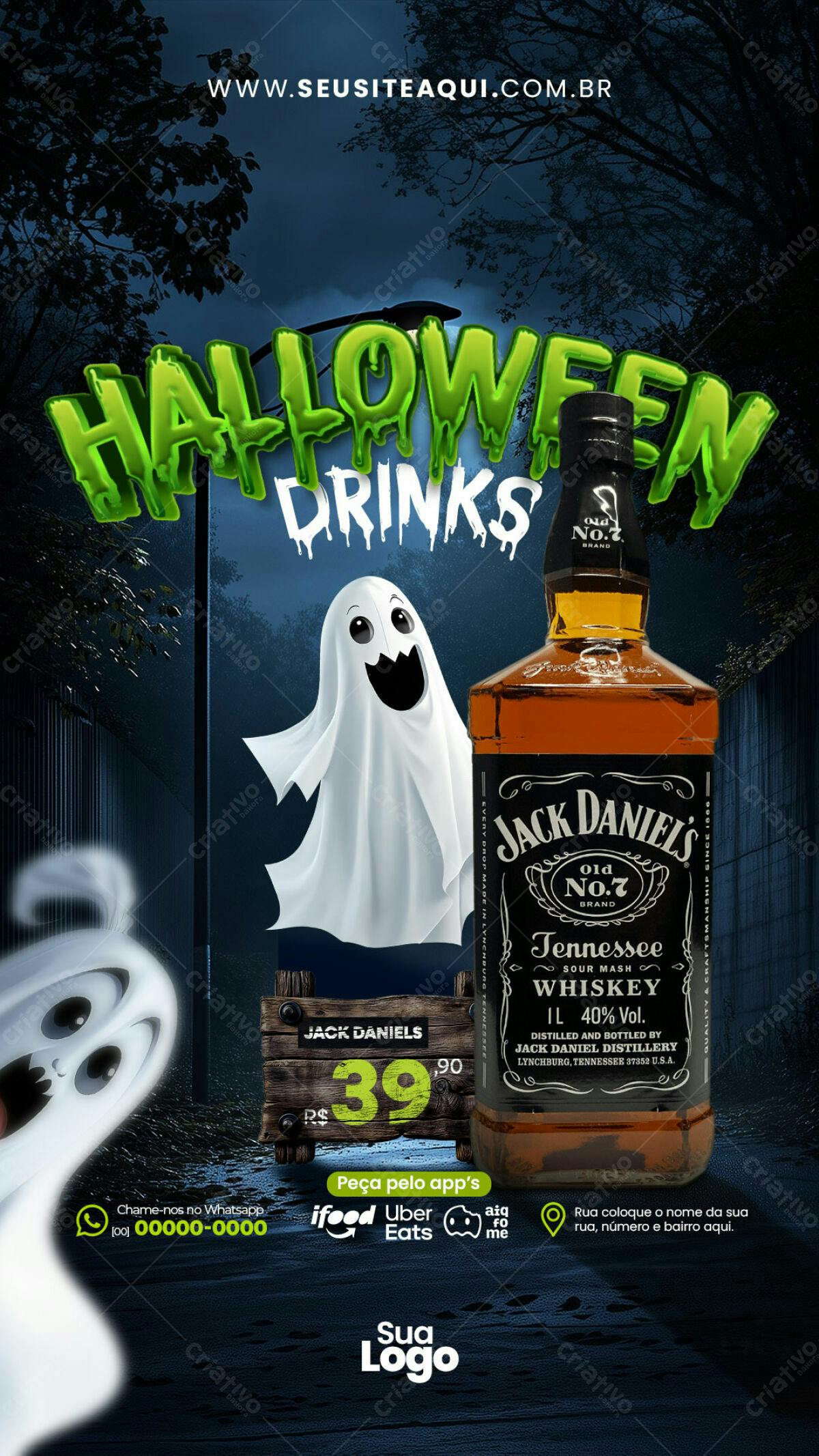 Flyer Halloween Drinks PSD Editável