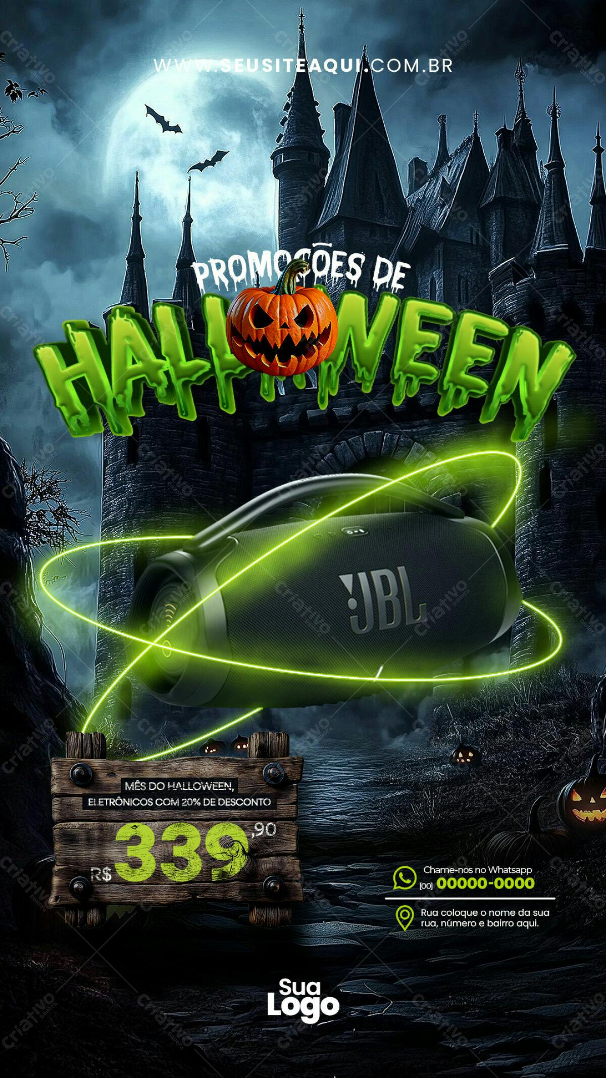 Flyer para Promoções de Halloween PSD Editável