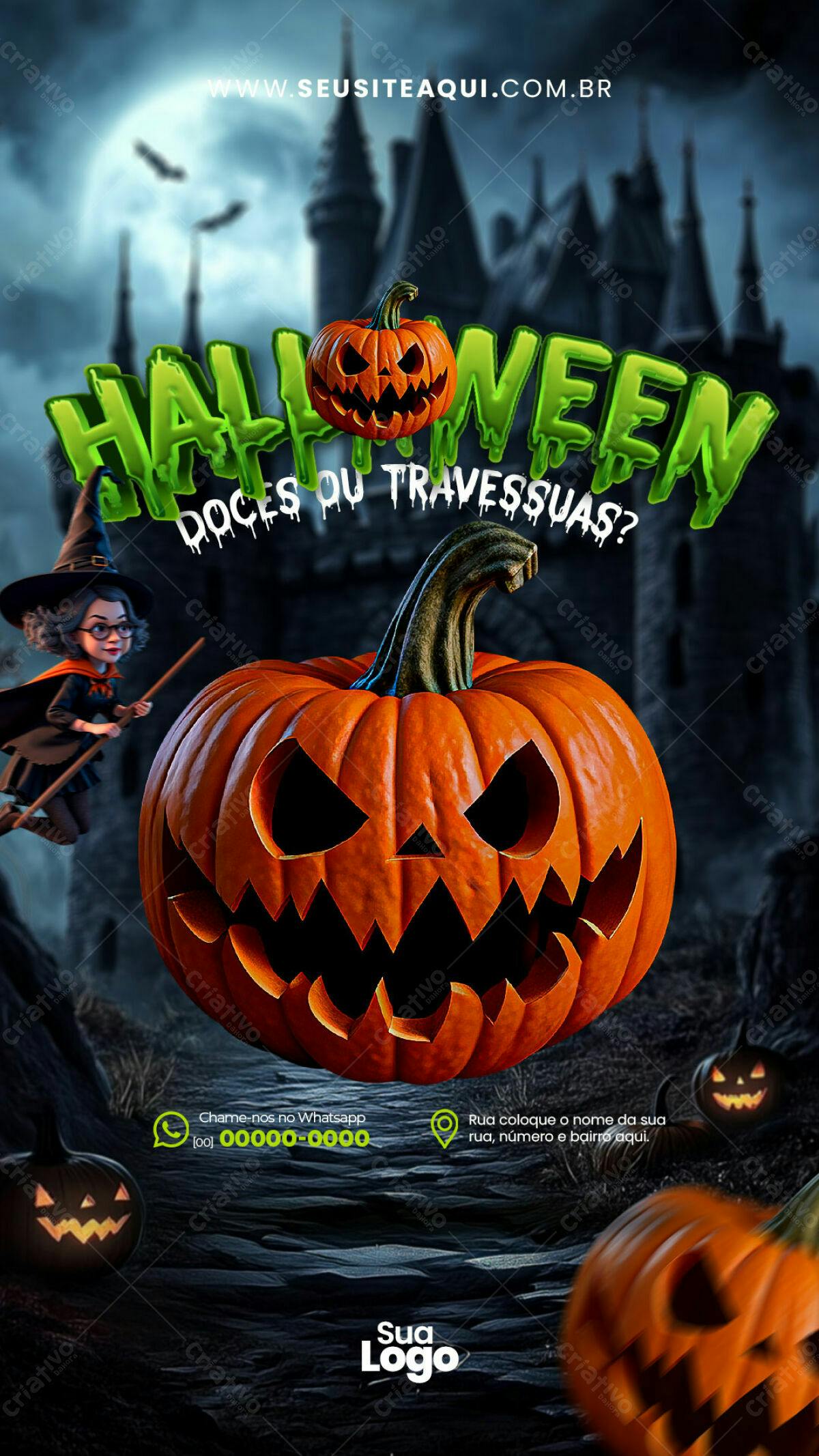Flyer Halloween com Abóbora PSD Editável