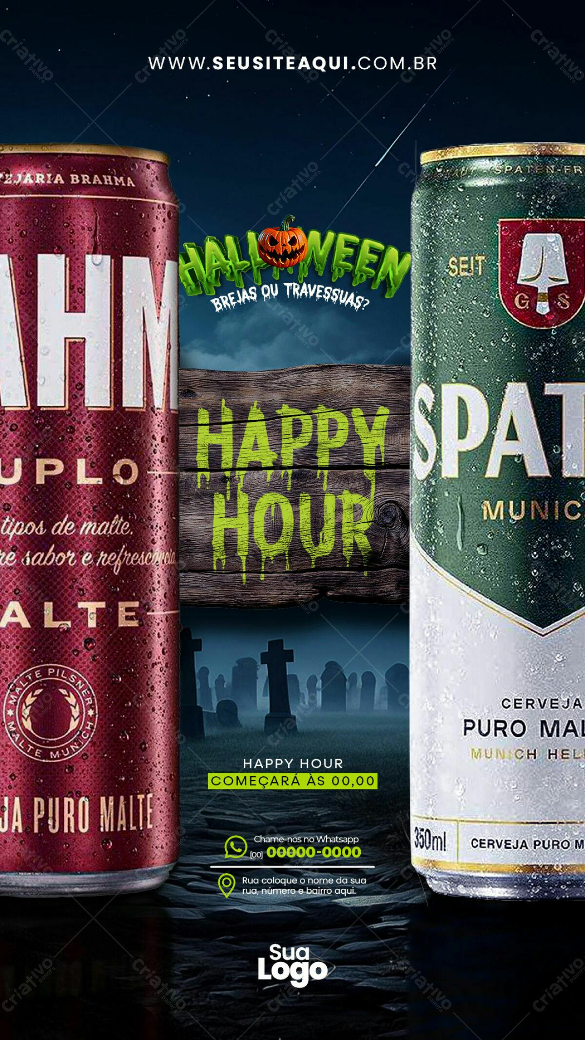 Flyer Happy Hour Halloween PSD Editável