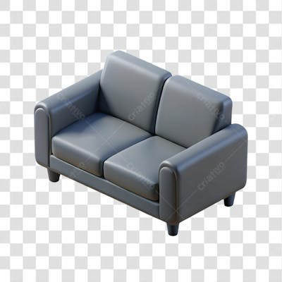 Sofá Dois Lugares Cinza Elemento 3D Png Ia