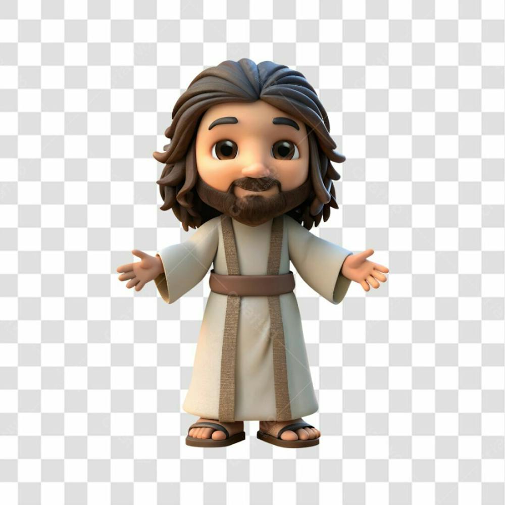 Personagem De Jesus De Braços Abertos Elemento 3D Para Composição Png Ia
