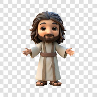 Personagem De Jesus De Braços Abertos Elemento 3D Para Composição Png Ia