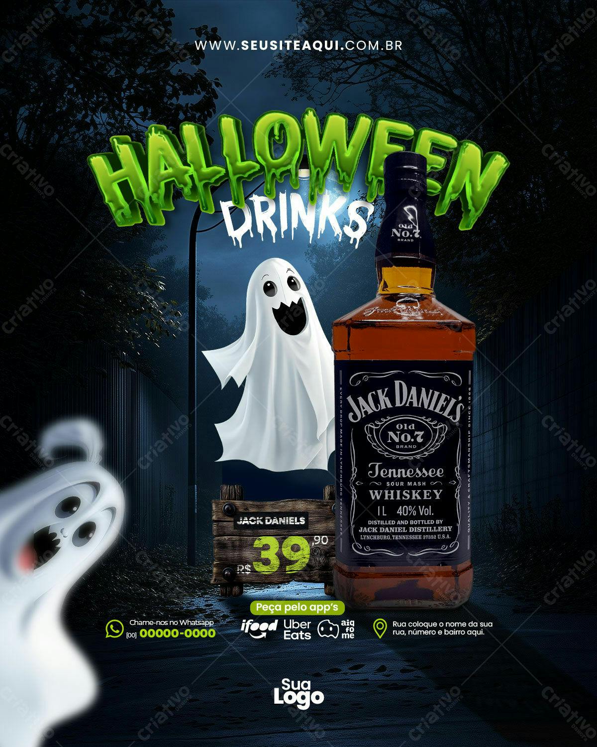 Flyer Halloween Drinks PSD Editável