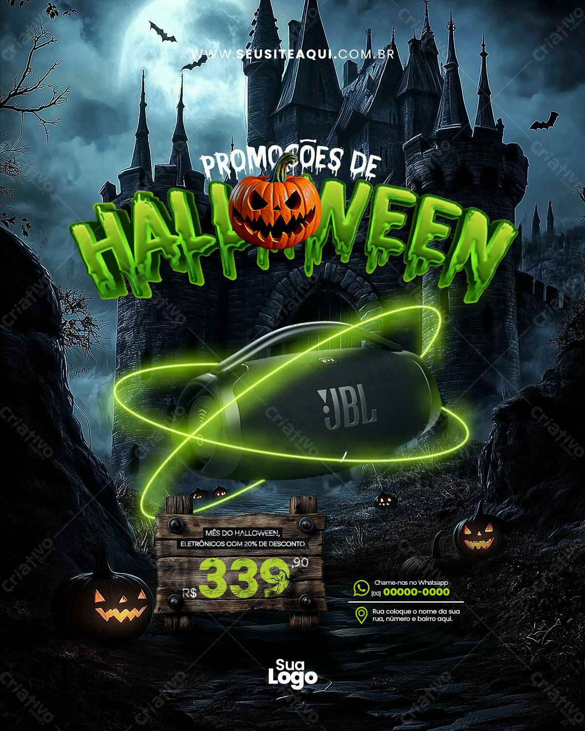Flyer Halloween Promoções PSD Editável