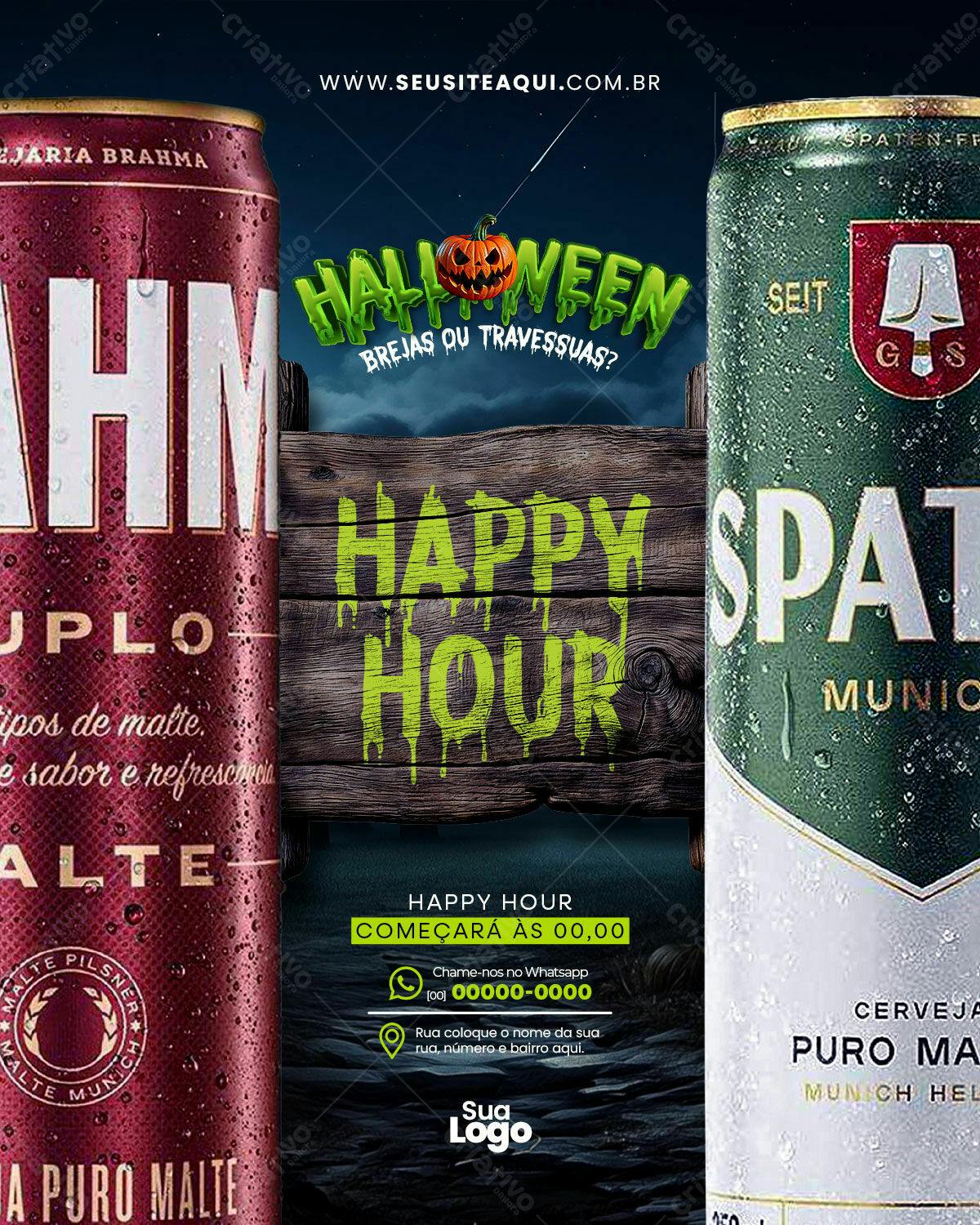 Flyer Happy Hour Halloween PSD Editável