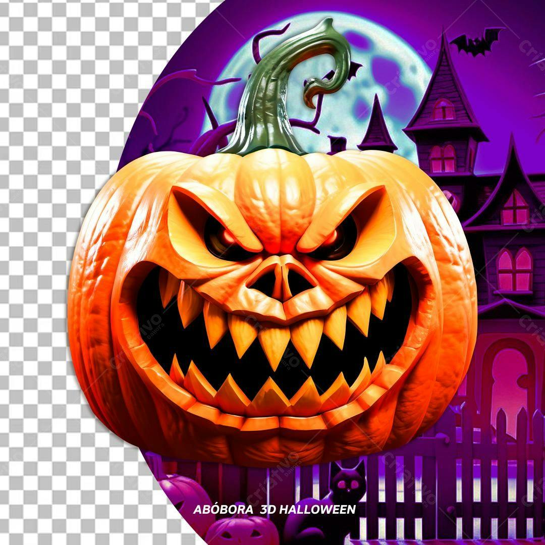 Abóbora 3D Halloween assustadora