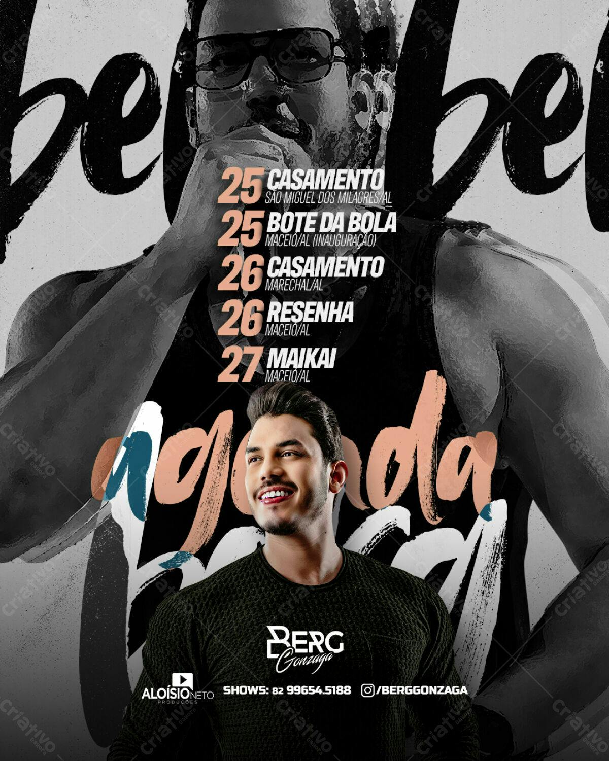Flyer para Shows de Berg Gonzaga PSD Editável