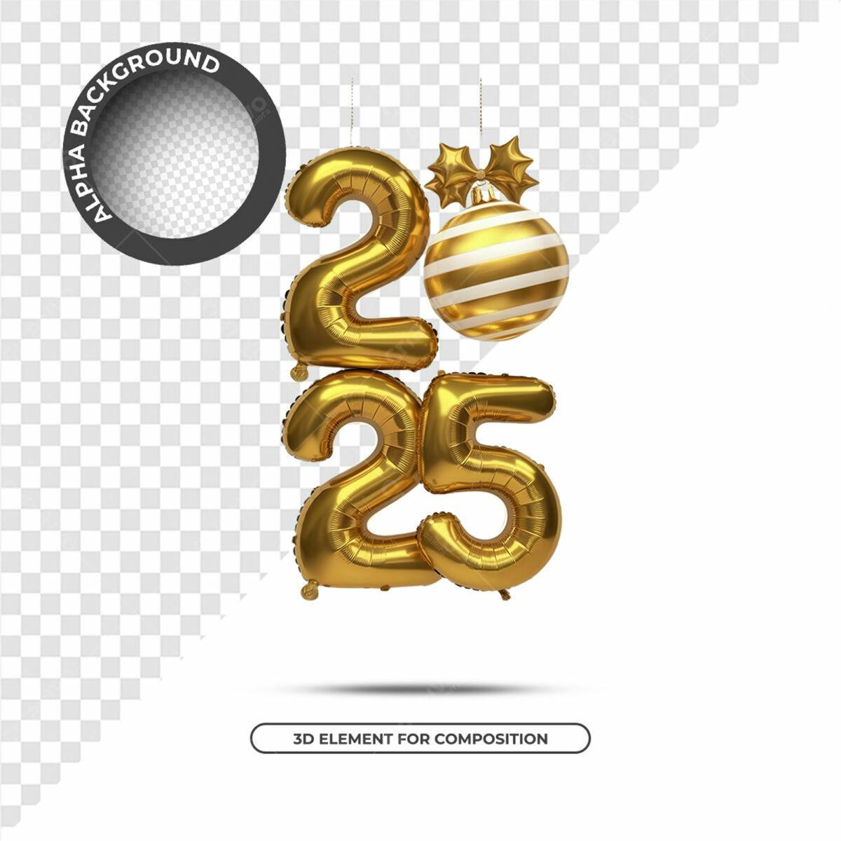 Balões 2025 Ano Novo PSD Editável
