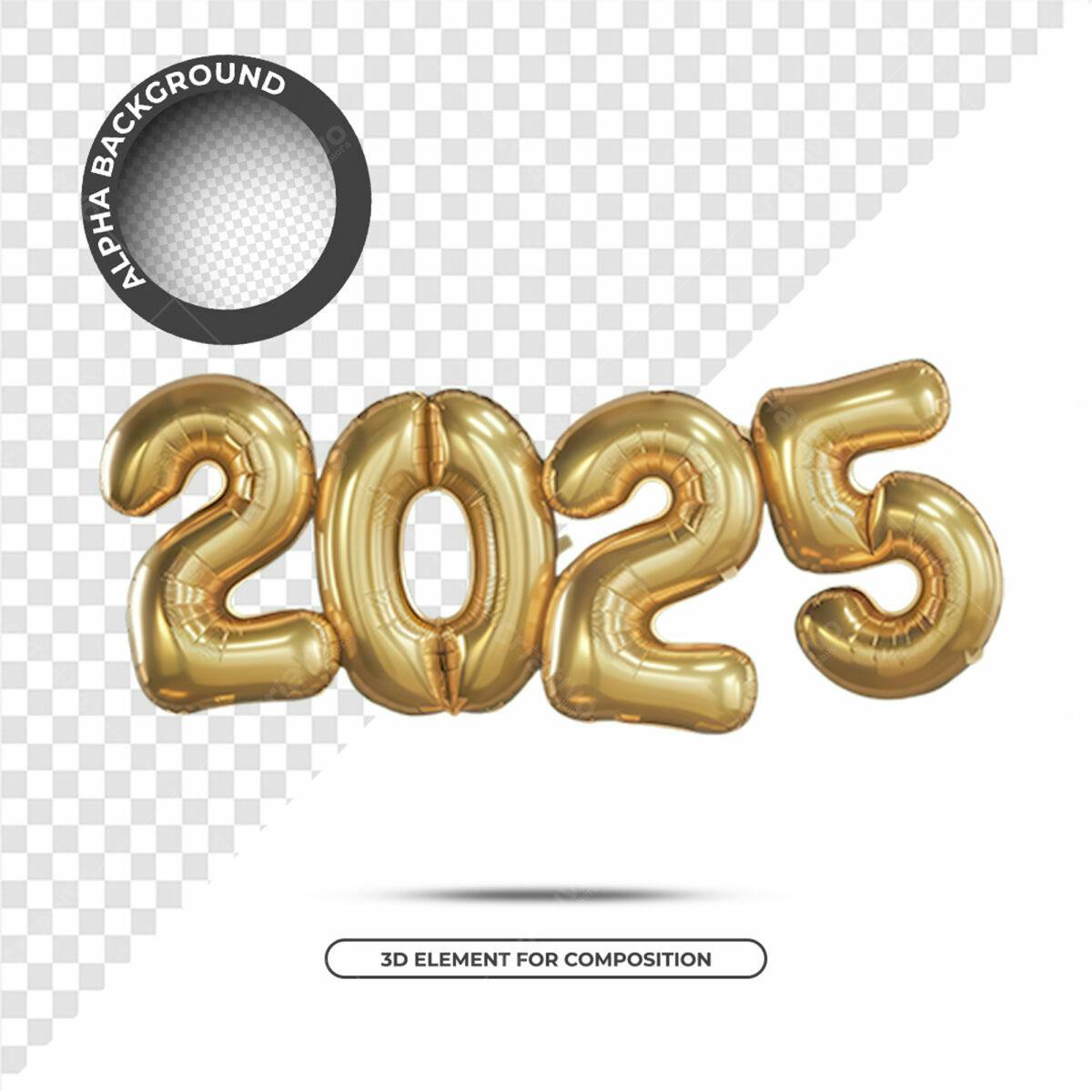 Balões Dourados 2025 PSD Editável