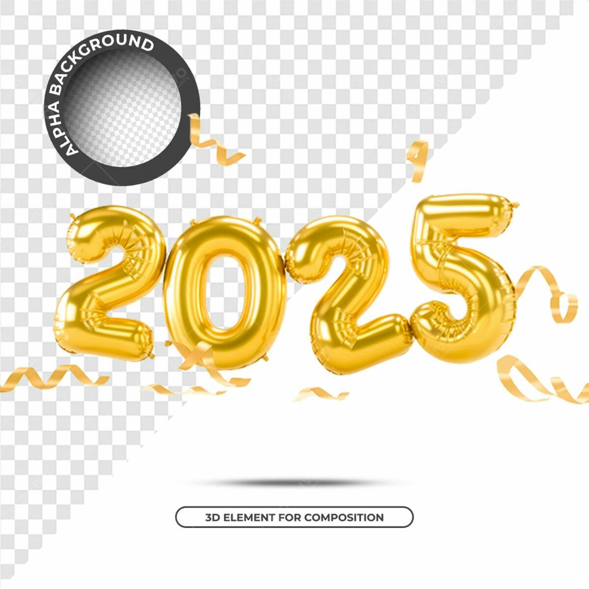 Balões 2025 Ano Novo PSD Editável