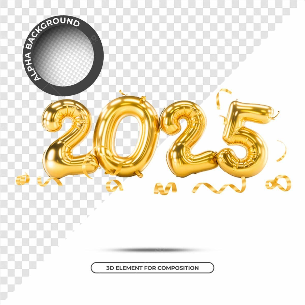 Balões 2025 Ano Novo PSD Editável
