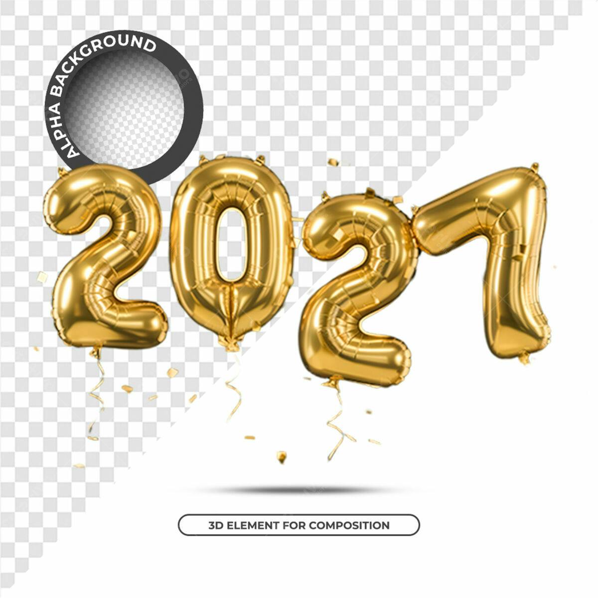 Balões Ano Novo 2021 PSD Editável