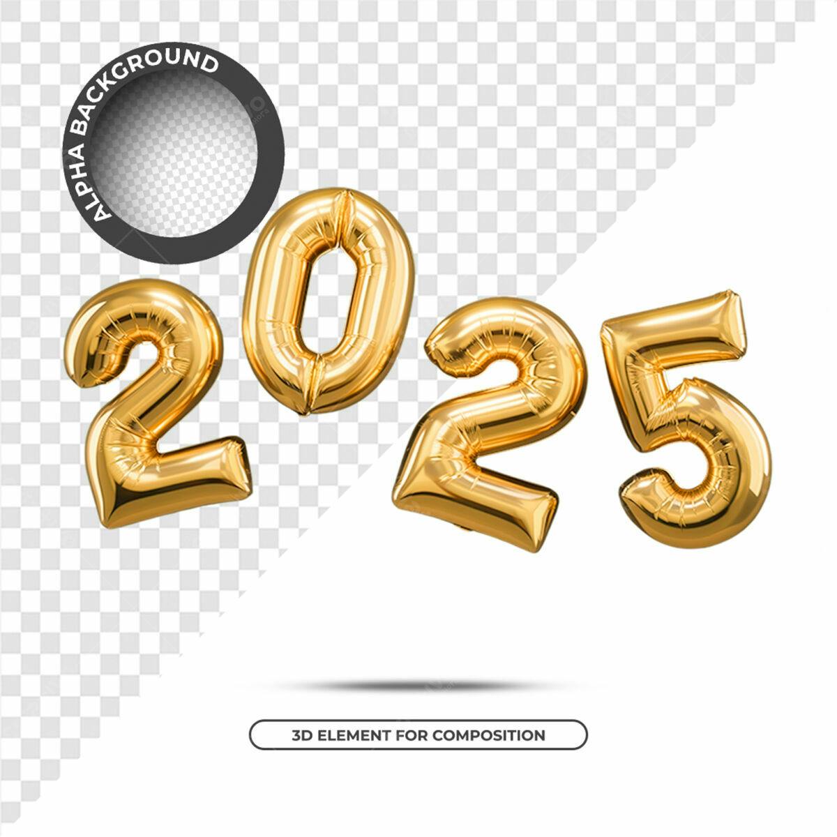 Balões 2025 Ano Novo PSD Editável