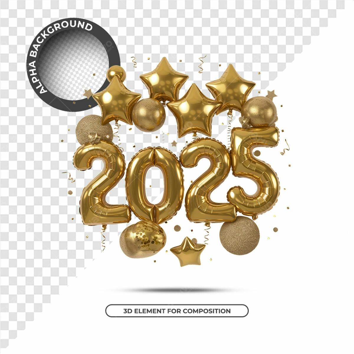Fundo Ano Novo 2025 PSD Editável