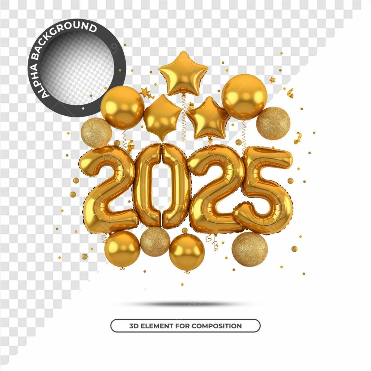 Composição de Balões 2025 PSD Editável
