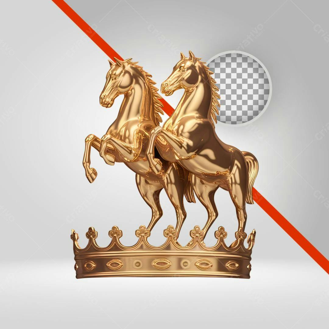 Icone Cavalo Dourado Coroa PNG com fundo transparente
