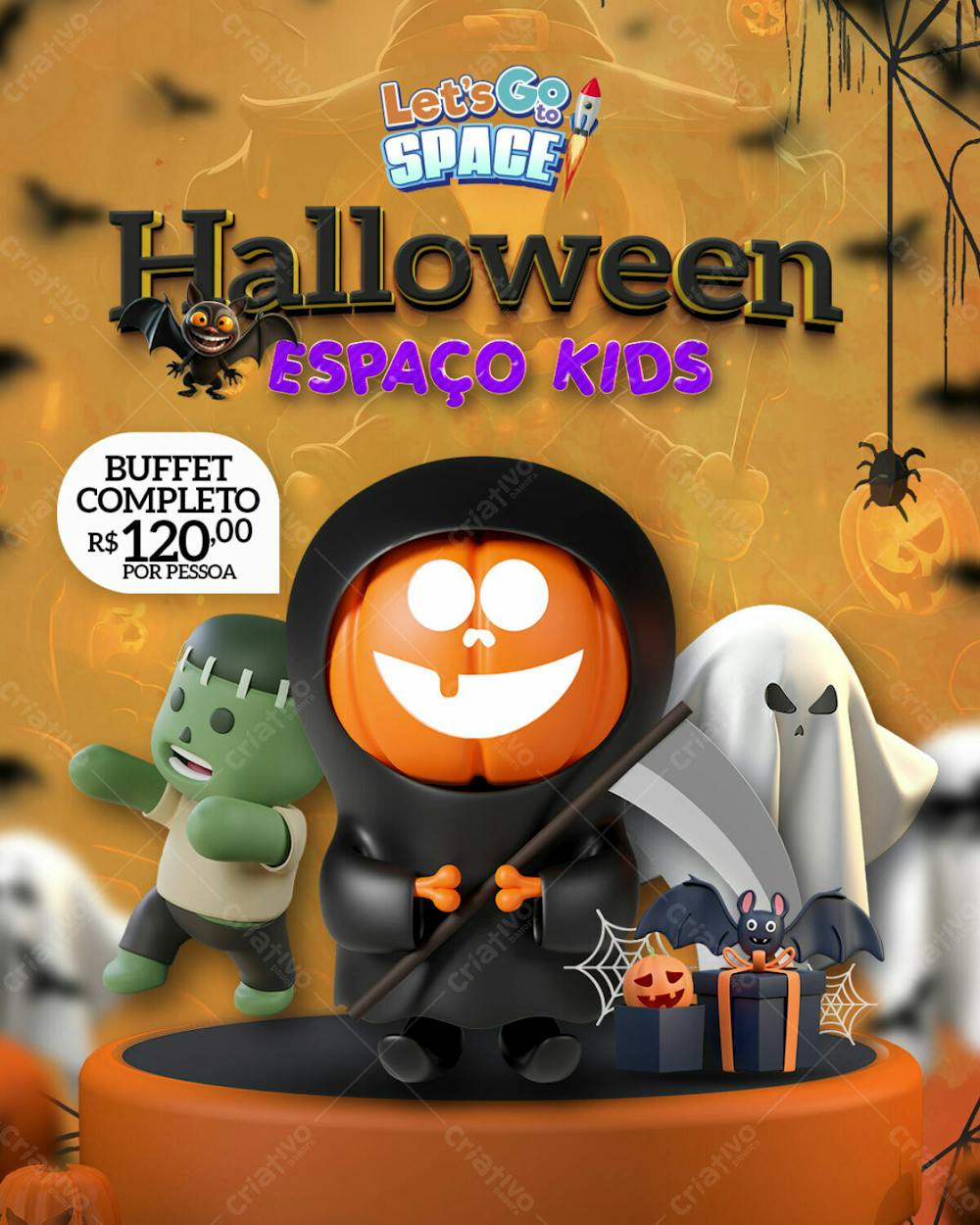 Halloween Festa Infantil Psd party arte flyer