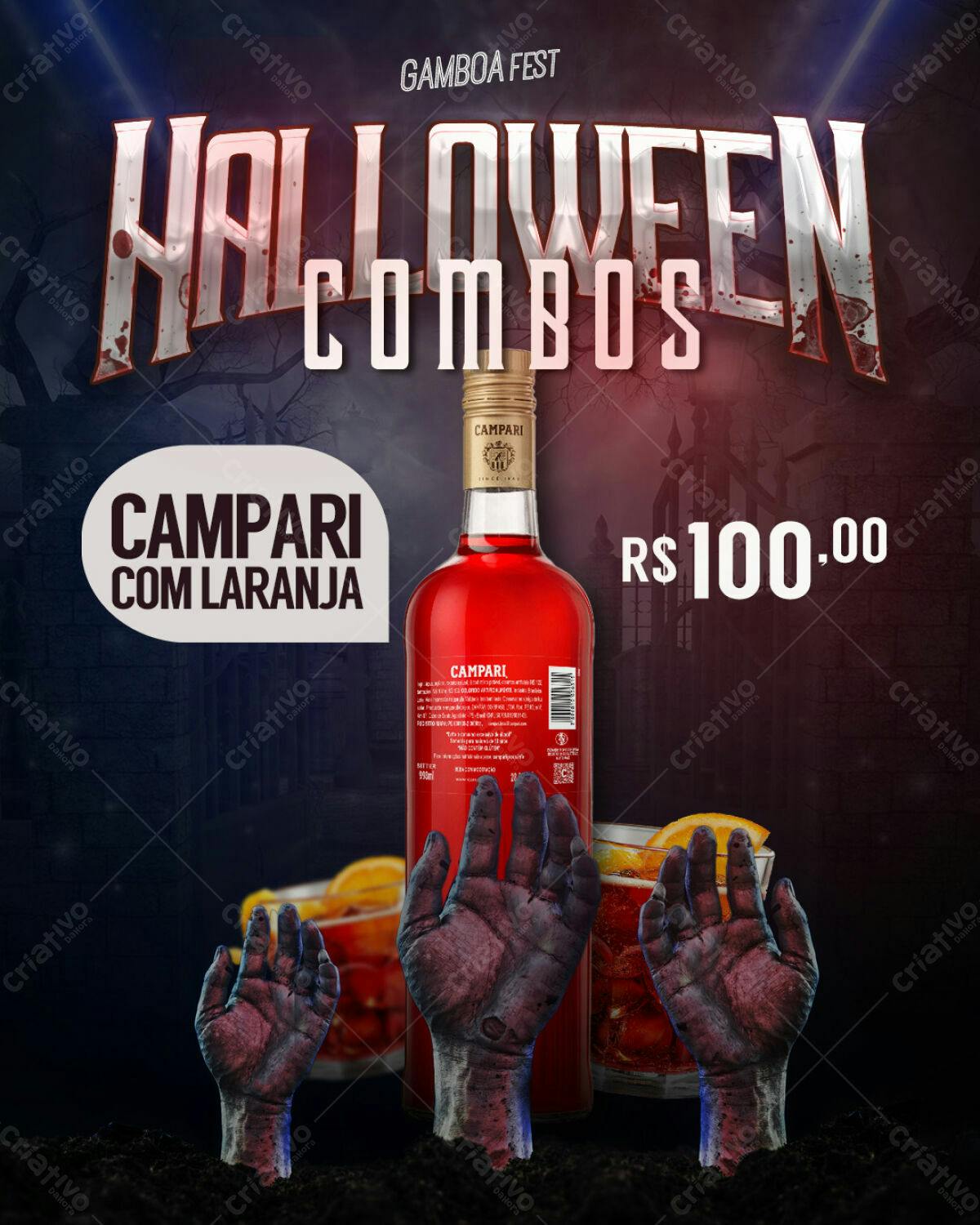Flyer Halloween Festa Gamboa Combos PSD Editável