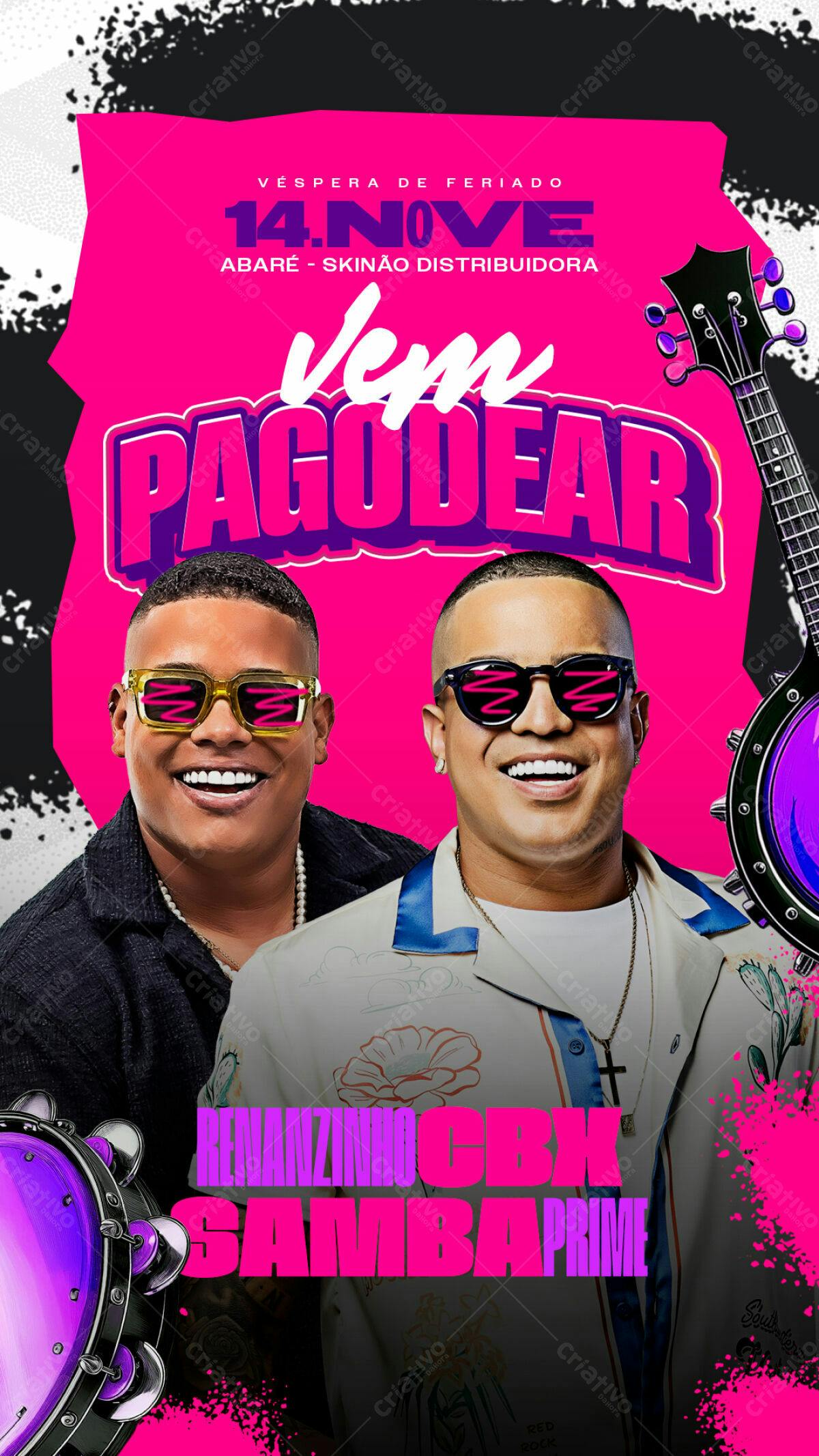 Flyer Pagode Renanzinho e CBX PSD Editável