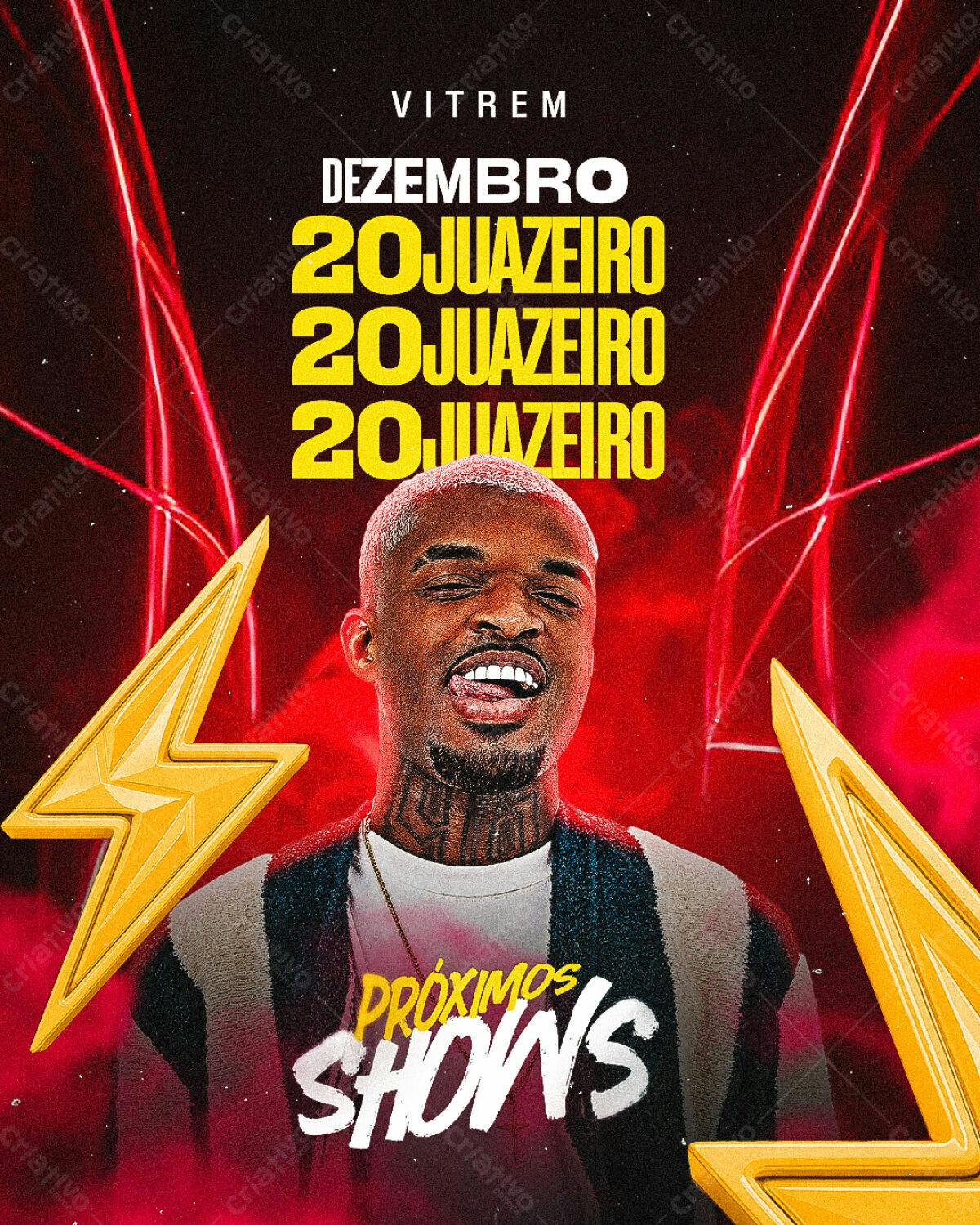 Flyer para Shows do Vitrem em Juazeiro - Dezembro PSD Editável