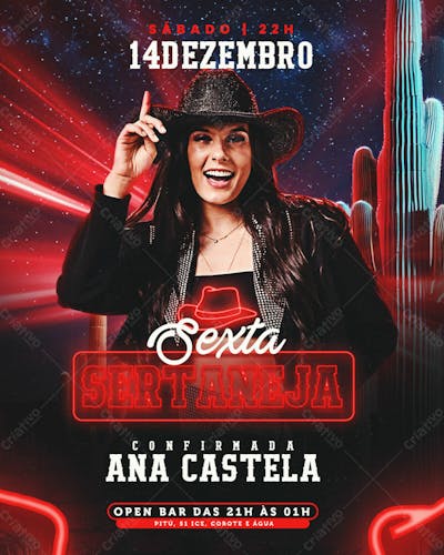 Flyer Evento Sexta Sertaneja Feed Psd Editável