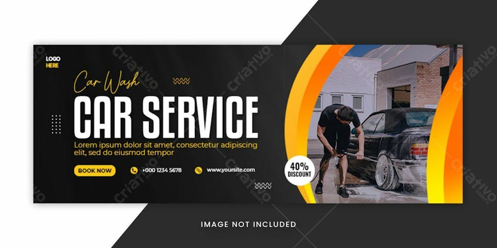 Car Wash Service Social Media Facebook Cover Banner Template