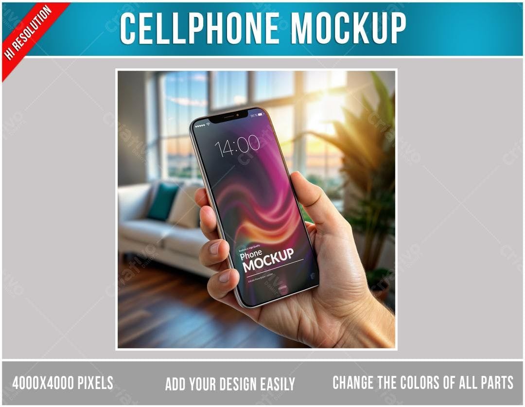 Mockup Realista de Smartphone em Mão