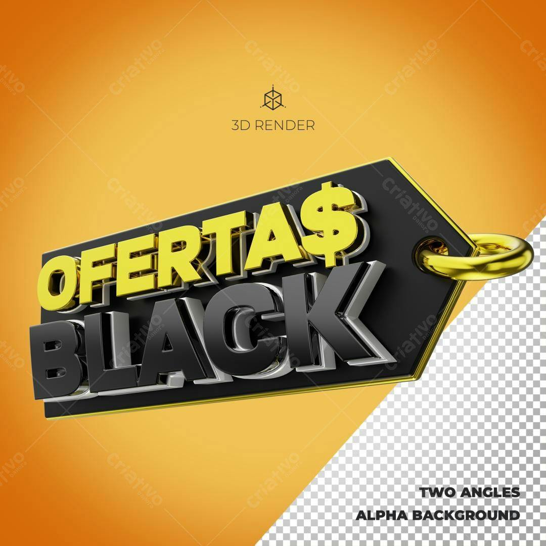 Selo 3D promocional Black Friday preto e dourado