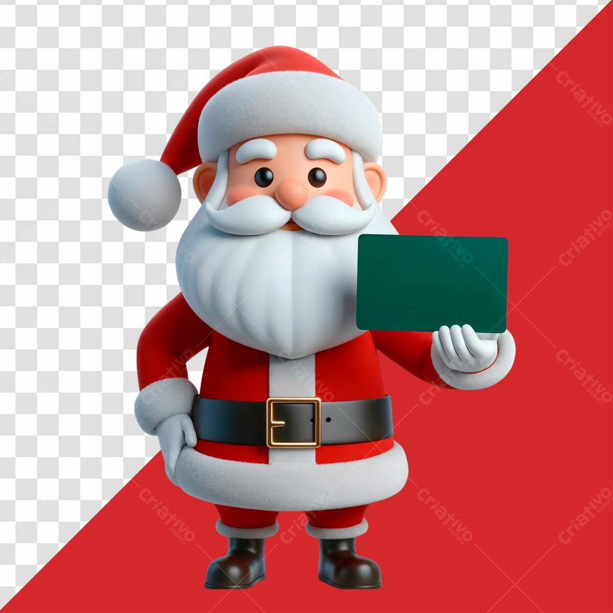 Cartão de Natal com Papai Noel 3D PSD Editável